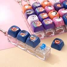 1pc Stress Relief Toy, DIY Fingertip Toy, Clicker, Button Squeeze Toy With Rainbow Base And No Keycap, Stress Relief Switch Tester Keychain Pendant Accessory, Button Toy, Stress Relief Keyboard Keychain, Effectively Relieves Stress And Has Bright Macaron Colors. The Appearance, Color And Design Are Very Attractive, Making It A Perfect Choice For Party Gifts, Presents And Gifts For Friends. - Multicolor - View 7