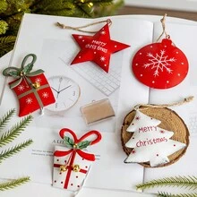 1pc Christmas Star Hanging Ornament, Metal Christmas Tree Decoration, Star Decor, Gift Box Decoration, Christmas Scene Decoration, Home Decor, Room Decor, Party Decoration, Comes With Bow - Multicolor - View 9
