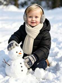 1pc Unisex Kids Cute Solid Color Knitted Warm Scarf, Autumn/Winter Style, Suitable For School, Outdoor, Party, Holiday Gift, Photo Outfit - Multicolor - View 3