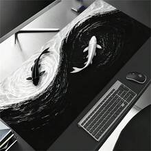 Black White Koi Mouse Pad Gamer XL Extra Large Home Mousepad XXL Office Natural Rubber Carpet PC Table Mat Mouse Mats - View 9