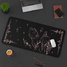 1pc Crying Angel Illustration Desk Mat | Gothic Angel Mouse Pad, Gaming Mouse Pad, Desktop Decor 15.7X35.4 In PC Computer Accessory, Extra-Large Rubber-Based Office Mat - Gothic Style - View 3