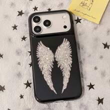 1pc Shiny Sequin Punk Y2K Cool Wings Dark Style Pattern Phone Case Hard Shell Compatible With IPhone18/18Pro/18ProMax/17/17Pro/17ProMax/16/16Pro/16Plus/16ProMax/15/15Pro/15ProMax/14/14Pro/14ProMax/13/13Pro/13ProMax - Multicolor - View 4