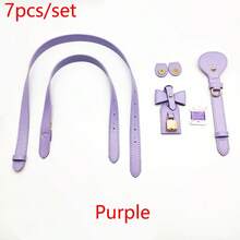 7pcs Handmade DIY Straw Handbag PU Accessories Kit, Hand-Sewn Vintage Bucket Bag Material Set, Adjustable One Shoulder Crossbody Strap + Bag Charm Set, Suitable For DIY Craft Enthusiasts, Bag Decoration And Modification - Multicolor - View 10