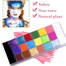 VERONNI Palet Cat Wajah & Tubuh Profesional 20 Warna, Tahan Lama, Untuk Efek Khusus Halloween & Riasan Cosplay - MultiWarna - View 6