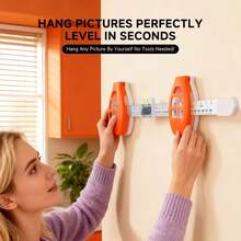 1pc Picture Hanging Tool With Level, Multi-Function Frame Hanging Ruler, Photo, Painting, Mirror Wall Installation Positioning Guide, Home Decor Installation Assistant - C - View 2