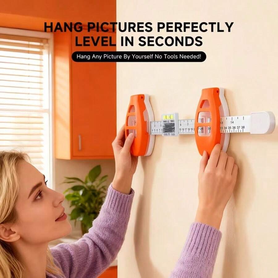 1pc Picture Hanging Tool With Level, Multi-Function Frame Hanging Ruler, Photo, Painting, Mirror Wall Installation Positioning Guide, Home Decor Installation Assistant