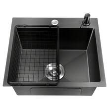 50*40cm Black Built-In Kitchen Sink, Stainless Steel Single Sink, Kitchen Sink With Drain Accessories Handmade Modern Sink - 50*40cm - View 4