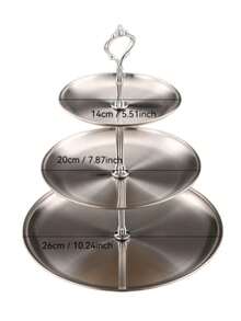 3pcs/4pcs European Style Multi-Tier Cake Stand (2pcs/3pcs Plates + 1pc Accessory), Suitable For Daily Use, Suitable For Snacks And Fruits, Widely Used For Tea Parties And Gathering Decoration, Suitable For Cupcakes, Donuts, Fruits, Kitchen, Christmas Gift - Silver - View 10