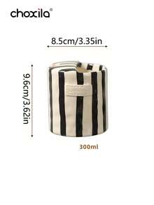 choxila 1pc Vintage Striped Hand-Painted Ceramic Mug, Creative Dual-Purpose Cup, Office Coffee Cup, Suitable For Breakfast And Afternoon Tea - Striped Ceramic Cup - View 7