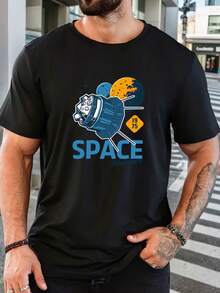 Men's Pure Cotton Short-Sleeved T-Shirt Casual Summer Regular Fit Breathable Soft Basic Everyday Wear Tee Top - 黑色 - 查看 6