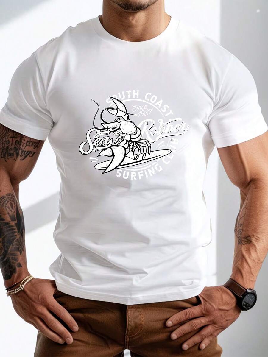 Men's Pure Cotton Short Sleeve T-Shirt Casual Summer Regular Fit Basic Tee Breathable Comfortable Everyday Wear Top - 白色 - 查看 1