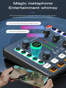 Portable Live Streaming Sound Card Audio Mixer With DJ Effects And Voice Changer, USB Plug And Play, Compatible With PC And Laptop, Suitable For Live Streaming, Podcasting And Gaming - View 7