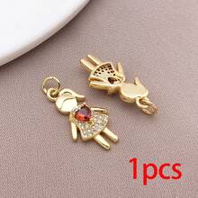 1pc Crystal Boy Girl Charms Multicolor Cubic Zirconia Family Couple Pendants For DIY Fashion Jewelry Handmade Parent Memory Necklace Bracelet - Multicolor - View 10