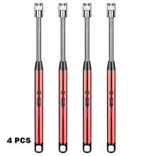 2/4/6 piazes Encendedor Eléctrico Recargable USB, Encendedor De Vela Electrónico, Vela De Plasma sin Llama, Encendedores Largos, Manguera, Estufa De Gas, Pistola De Encendido, Arco Para Acampar, Encendedor De Plasma Sin Llama Para El Hogar Y Acampar Al Aire Libre Y Para Velas Y Estufas De Gas - Rojo - Ver 9