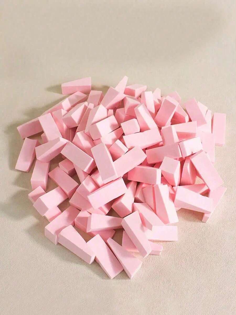 100/50pcs Disposable Triangular Sponge Puff Makeup Sponge Cushion Dry And Wet Dual-Use Nail Sponge Block Does Not Absorb Powder Beauty Egg Makeup Tools - Multicolor - View 1