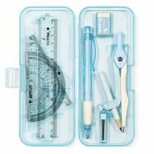 9-Piece Geometric Drawing Tool Set, Includes Compass, Protractor, Ruler, Mechanical Pencil, Eraser And Pencil Lead Refills, Complete Math Supplies Set For Students, Precise Measurement Geometric Drawing Tools, Essential Stationery For Classroom And Daily Learning - Sets - View 10