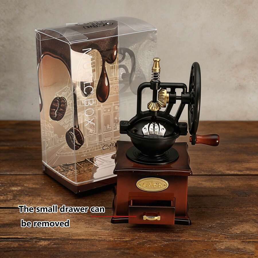 -Vintage Desktop Decor Ornament, Cafe Atmosphere Music Box - Hand-Crank Coffee Machine Shaped Music Box - 2072 - View 1