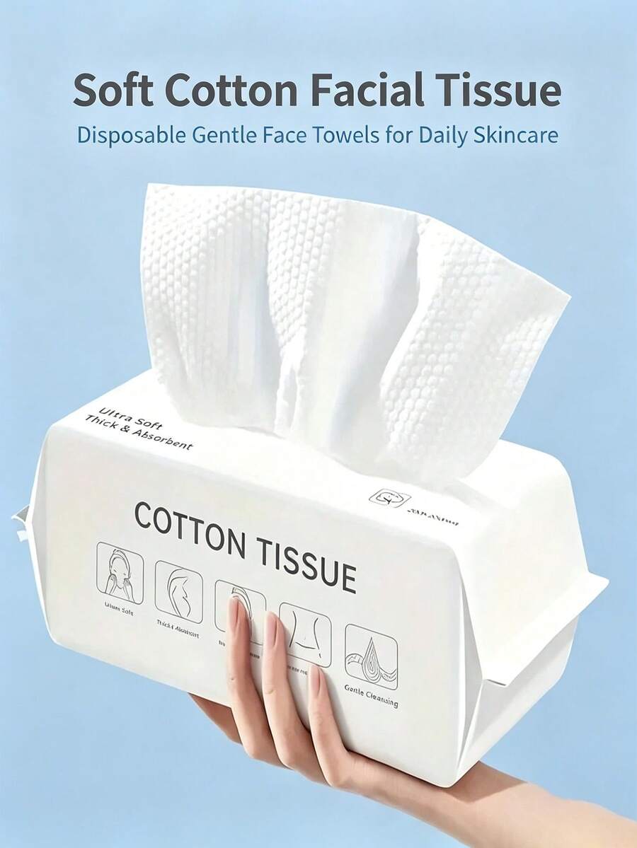 Disposable Thickened Cotton Facial Cleansing Wipes, Multi-Purpose Soft Cotton Cloth For Adults And Babies, Dry And Wet Use Face Cleansing Towels - Multicolor - View 1
