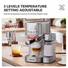 CAFELFFE半自動義式咖啡機,配備自動奶泡系統,一鍵操作即可製作濃縮、拿鐵與卡布奇諾，20巴高壓，1.3升水箱及0.7公升奶罐，自清潔功能，半自動咖啡機配數位顯示器與溫度控制 - 英規插(220-240V) - 查看 6