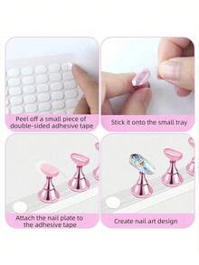 1pc/2pcs/1set(5pcs)/2sets(10pcs) Nail Art Tray & Stand Set (Base Only), Nail Practice Hand Tray, Pre-Colored Nail Art Stand, Nail Display Rack, Suitable For Nail Art Display, Home DIY Beginner Salon Supplies - Multicolor - View 4
