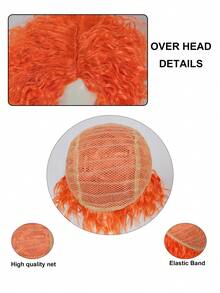 Bright Orange Synthetic Anime Cosplay Wig, Voluminous Curly And Spiky Straight Short Wig - Perfect For Gothic Looks, Themed Parties, Holiday Costumes, And Unisex Cosplay Wigs. - Dirty Orange - View 7