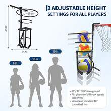 BouPower Volleyball Spike Trainer, Height Adjustable Automatic Volleyball Training Equipment, Fits 18" Basketball Rim, Serving & Spiking Practice - Black - View 4