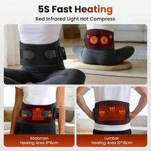 Wireless Heating Pad With Massage Function, Waist Massage Support Belt, Adjustable Straps, 3 Temperature Levels, Auto Timer, Suitable For Back Care, Provides Relief And Support, Perfect As Birthday Gift For Men And Women, Portable Back Massager, USB Rechargeable, Suitable For Mom, Dad And Elderly - View 8