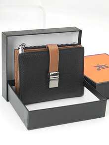 Women's Genuine Leather Short Wallet, Fashionable Snap Closure, Magnetic Opening, Multi-Function Anti-Theft RFID Blocking, Bi-Fold ID Card Holder, Zipper Coin Purse, Exquisite Gift Box Packaging, Perfect Gift - Multicolor - View 2