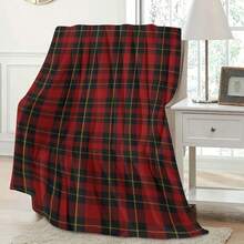 Soft & Comfortable 1pc Vintage Plaid Modern Flannel Christmas Red Background Plaid Nap Blanket - Seamless Plaid - Polyester Nap Blanket - Digital Printing Process, Suitable For Sofa, Bed, Travel, Office Home Decor - Multicolor - View 9