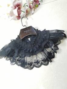 1pc Women's Black Elastic Solid Color Bohemian Polyester (Polyester) Lady Small Shawl Autumn/Winter Fashion Fake Collar - Black - View 3
