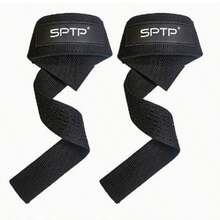 1 Pair R Anti-Slip Wear-Resistant Weightlifting Wrist Wraps, Wrap-Around Design Wrist Support Protection Sleeve, Suitable For Deadlift, Dumbbell, Barbell Strength Training Gym Fitness - Black - View 12