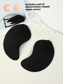 1 Pair Mango Color Push-Up Self-Adhesive Bra, Invisible Strap Design, Front Closure Design, Provides Breast Support, Comfortable And Reusable, Suitable For Swimsuits, Bikinis And Deep V Outfits Includes 1 Pair Of Silicone Flower Nipple Covers - Multicolor - View 15