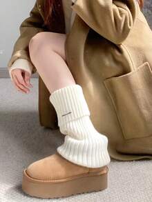 2 Pairs Random Autumn/Winter Women's Ribbed Knit Leg Warmers, Soft Thick Winter Warm Loose Boot Cuffs, Elastic Fashion Stacked Calf Socks, Versatile Elegant Boot Leg Covers Leggings Daily Set, Ideal Gift For Women - Multicolor - View 5