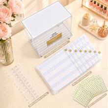 480-Color Magnetic Pull-Out Acrylic Nail Display Box, Detachable Nail Tip Display Board, Color Card Storage Organizer, Reusable Nail Display Rack, Nail Salon Supplies - Gold - View 7