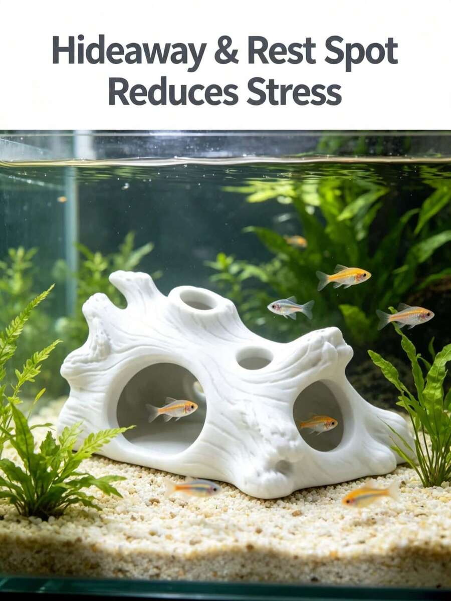 魚缸樹幹裝飾品 多孔魚類躲藏洞穴 鬥魚、孔雀魚、燈魚休息與繁殖棲息處 水族造景裝飾 - 歡樂水族 - 查看 1