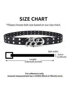 New Y2K Hollow PU Leather Punk Belt, Unisex, Vintage Luxury Asymmetrical Alloy Buckle Belt, Suitable For Daily And Formal Occasions, Perfect Gift Choice - Silver Buckle Black - View 4