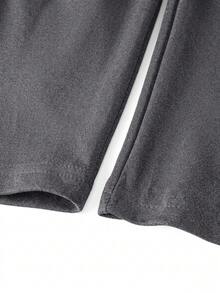 Women's Spring/Autumn Solid Color Off-Shoulder Square Neck Top T-Shirt, Minimalist Versatile Romantic Beach Street Y2K Hot Girl Lady Style - Dark Grey - View 6