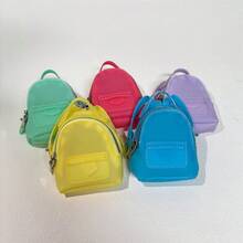 Dopamine Color Mini Portable Handbag, Simple Fashion Backpack Keychain Pouch, Earphone Storage Coin Purse Bag Charm, Mini Lightweight Pouch, 1pc Purple Cyan Blue Yellow Red Mini Pouch - Multicolor - View 8