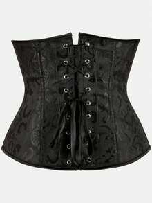 Court Style Jacquard Waist Cincher With Front Buckle And Back Lace-Up, Fishbone Corset For Daily Wear, Party And Halloween Outfit - Multicolor - View 28