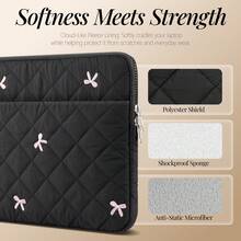 Laptop Sleeve With Embroidered Bows 11,13-14, 15-16 Inch Laptop Case, Compatible With 11-16 Inch Chromebook PC Notebook - Black - View 5