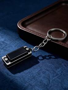 1Pc Playable Mini Harmonica Keychain Matte Coating Shell With Extended Metal Chain Stainless Steel Ring Portable Car Ornament Bag Charm - Multicolor - View 4