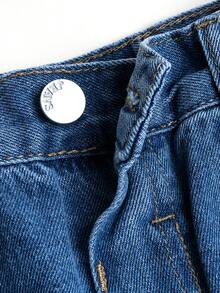 Tween Boy Simple Light Wash Wide Leg Jeans, 8-11 Years, New Sand-Washed Process, Elastic Waistband, Adjustable Fit, No Zipper Design, Semi-Elastic, Loose Fit, Classic Versatile Denim Pants, All-Season Wear - Light Wash - View 4