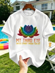 Spiritual Lotus Men's T-Shirt Made Of High Quality Fabric, Unique Graphic Print, Casual And Breathable. - White - View 2