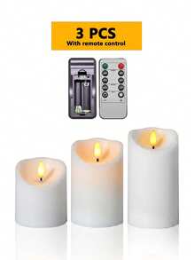 3pcs Flameless Candle Lights With Timer Remote Control, Battery Operated Flickering Pillar LED Candles, Suitable For Halloween, Christmas, Mother's Day, Valentine's Day, Dining Table, Proposal, Wedding, Birthday, Party - Wavy Slant - View 15