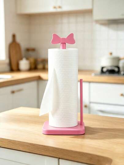 Bowknot Paper Towel Holder With Cute Bow Design (Wooden Bowknot Design); Suitable For Kitchen Countertop, Bathroom Sink And Vanity; Can Hold Kitchen Paper Towels Or Disposable Facial Towel Rolls; Features "Macaron Princess Style" Design; Sturdy Structure And Space-Saving; Ideal Housewarming Or Birthday Gift For Girls Or Best Friends