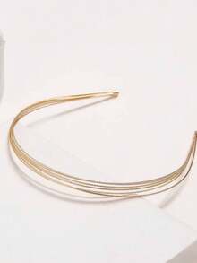 Minimalist Fashion Metal Thin Headband, Suitable For Daily Wear - Gold - View 2