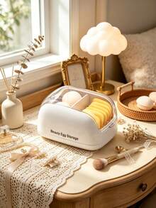 1pc Makeup Sponge Storage Box With Dust Cover, Portable Powder Puff Compartment Organizer, Suitable For Home Decor, Room Decor, Back To School, Travel Essentials, Dorm Essentials, Halloween Gift, Christmas Gift - Multicolor - View 6