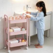 Prateleira de Armazenamento de Metal Multicamadas Compacta e Elegante com 4 Rodízios, Movimento Flexível e Conveniente, Adequada para Casa, Salão, Banheiro, Cozinha, Escritório / Estúdio, Quarto de Criança e Dormitório. Perfeito como Presente para Inauguração da Casa, Aniversário, Natal e Festa de Recém-Nascido (Design Fofo e Elegante, Ótima Escolha para Nova Casa). - Multicolorido - Visão 3