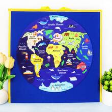 Quixorblex 1 Set Seven Continents Felt Puzzle, Interactive Geography Learning Tool, Montessori Educational Aids, Creative Felt Board, Classroom Teaching Props, Educational Resources For Home & Classroom - Multicolor - View 3