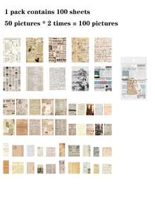 1 Pack (Approx 100pcs) Vintage Mixed Materials Collection Pack - Retro Post Office Series, DIY Scrapbooking And Journaling Supply Paper, Single Pack Or 4-Pack Combo Available,School Supplies,Back To School - Multicolor - View 17